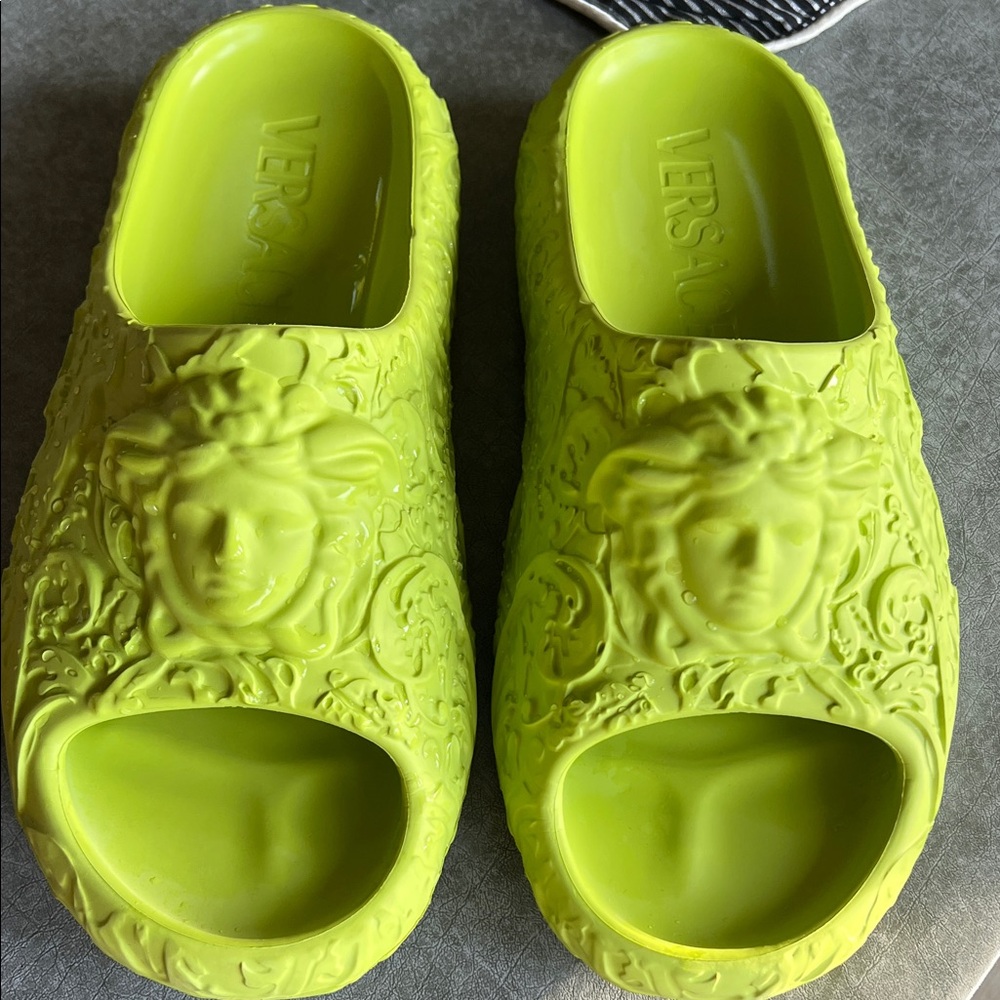 Versace Bright Yellow Medusa Embossed Slides